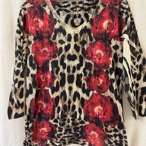 Leopard and Red Floral Women's Top